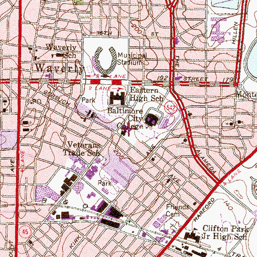 Topographic Map of Stadium School, MD