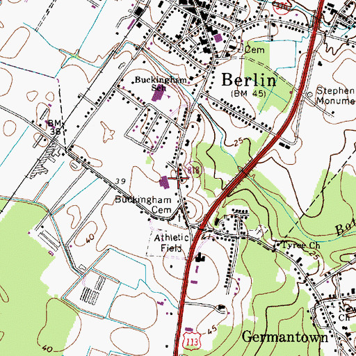 Topographic Map of Worcester Preparatory School, MD