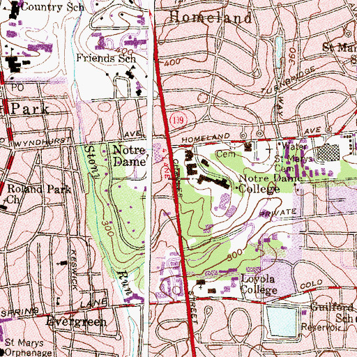 Topographic Map of A Child's Place / College of Notre Dame, MD