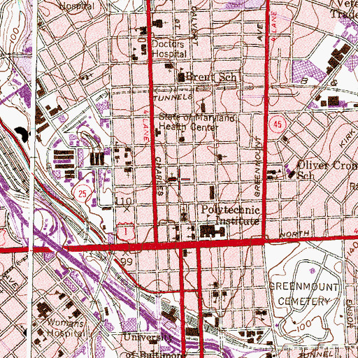 Topographic Map of Gateway School, MD