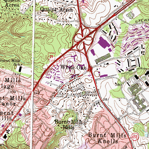 Topographic Map of Shaare Tefila Nursery School, MD