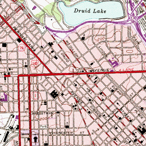 Topographic Map of Islamic Community School, MD