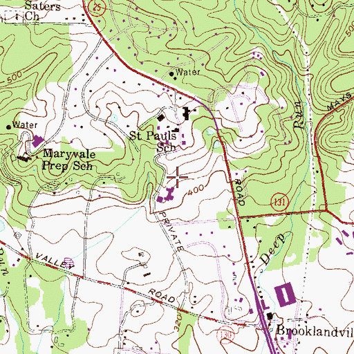 Topographic Map of Saint Paul's School for Girls, MD