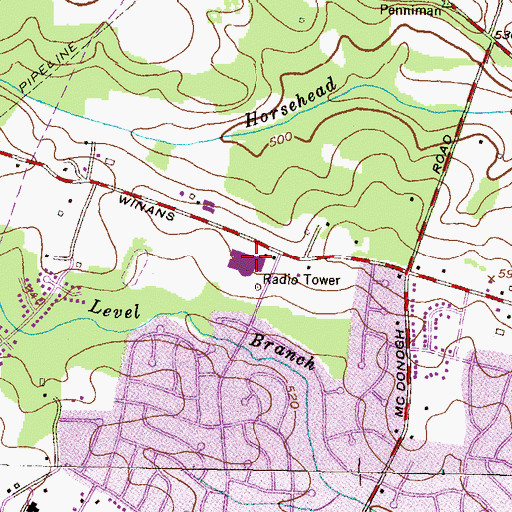 Topographic Map of Randallstown Evening High School, MD
