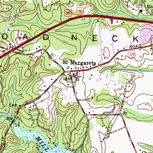 Topographic Map of Saint Margaret's Day School, MD