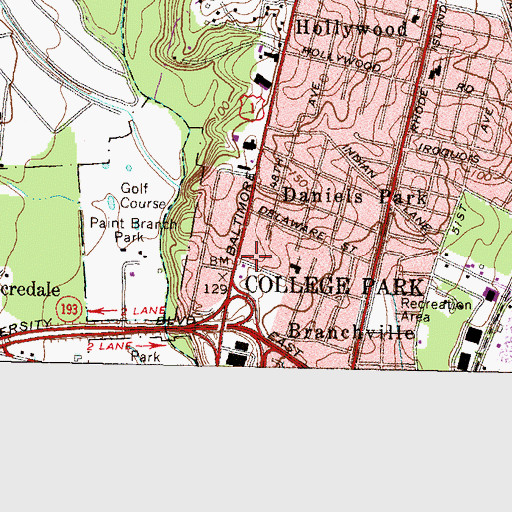 Topographic Map of Berwyn Baptist School, MD