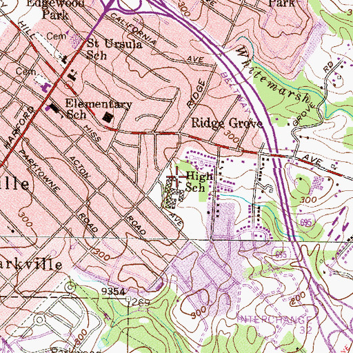 Topographic Map of Parkville Middle School and Center of Technology, MD