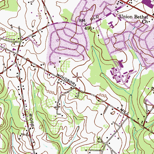 Topographic Map of Windsor Mill Middle School, MD
