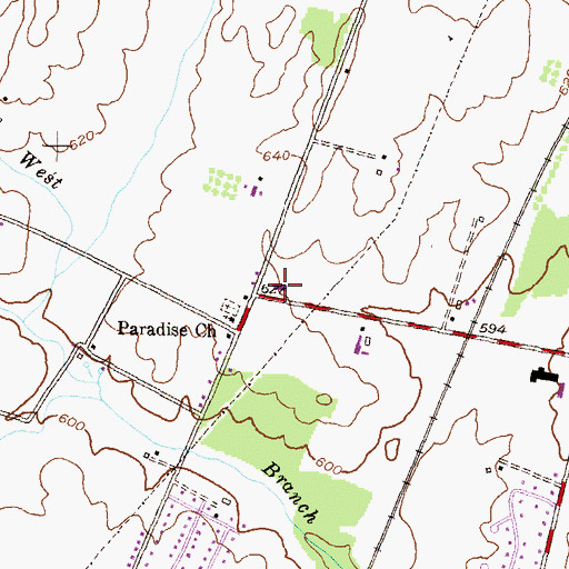 Topographic Map of Paradise Mennonite School, MD