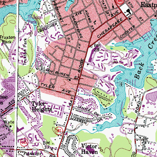 Topographic Map of Van Buren Street Baptist School, MD