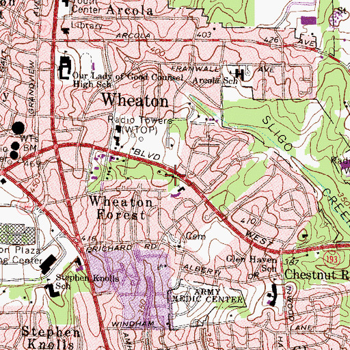 Topographic Map of Yeshiva of Greater Washington College, MD