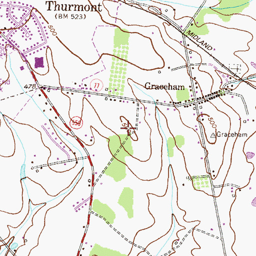Topographic Map of Pioneer Baptist Church School, MD