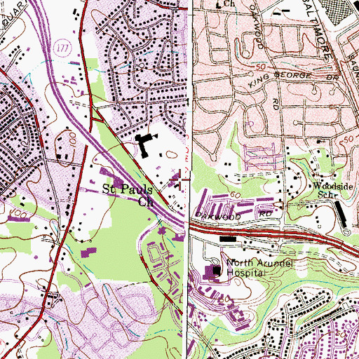 Topographic Map of Saint Pauls Lutheran School, MD