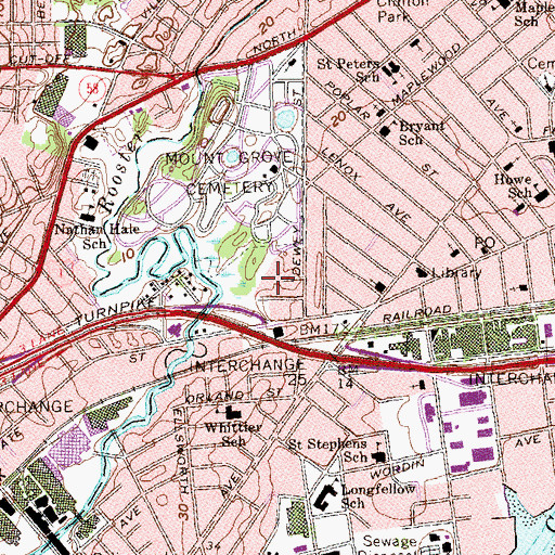 Topographic Map of WDJZ-AM (Bridgeport), CT