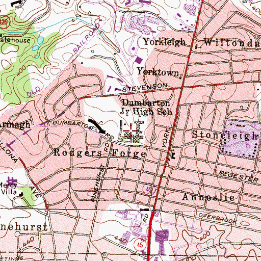 Topographic Map of Baltimore Actor's Theater Conservatory, MD