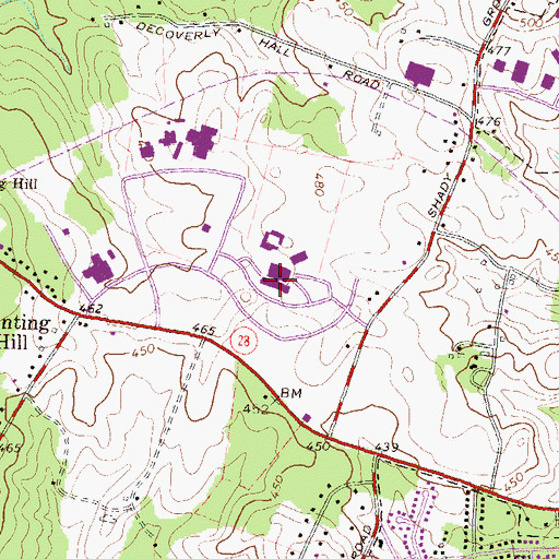 Topographic Map of The Ridge School Montgomery County, MD