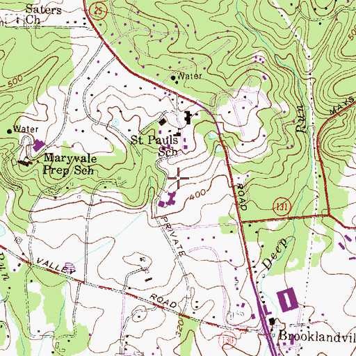 Topographic Map of Saint Paul's Plus School, MD