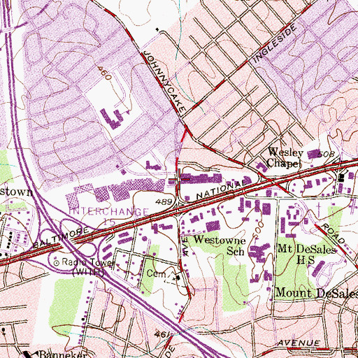 Topographic Map of Emmanuel Christian Day School, MD