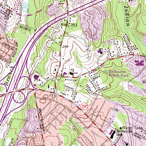 Topographic Map of Beltsville Seventh-day Adventist School, MD