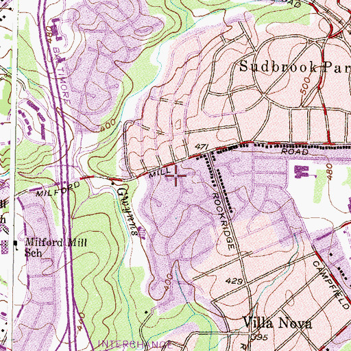 Topographic Map of Milford Mill Church Child Development, MD