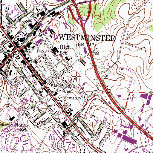 Topographic Map of Carroll County Home and Hospital School, MD