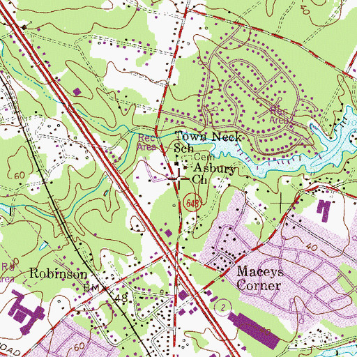 Topographic Map of Asbury Town Neck Christian Academy, MD