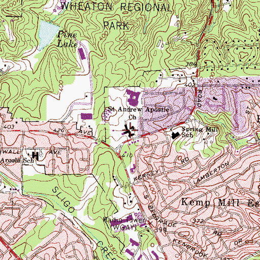 Topographic Map of Saint Andrew Apostle School, MD