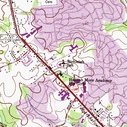 Topographic Map of Hannah More School, MD