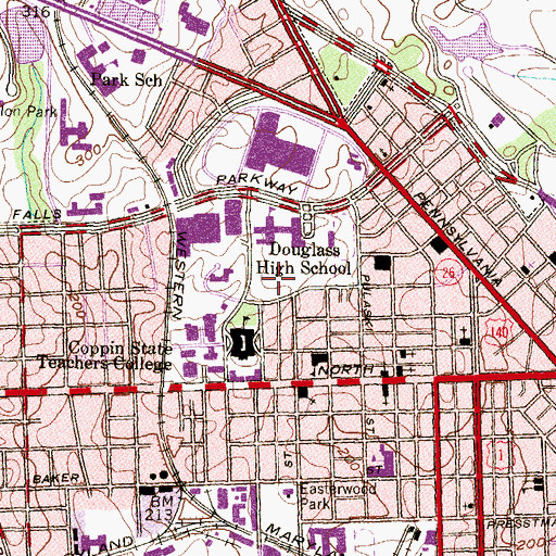 Topographic Map of Robert W Coleman Elementary School, MD