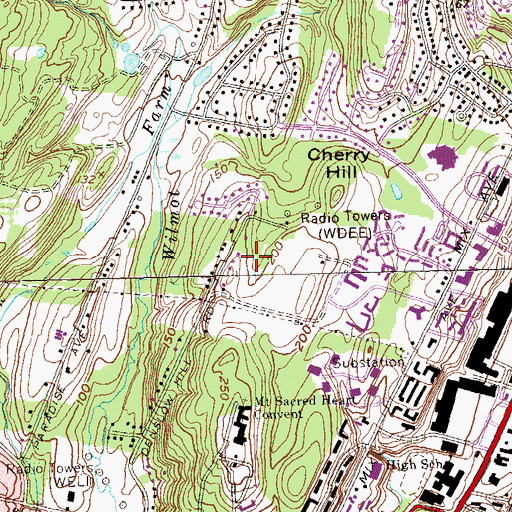 Topographic Map of WXCT-AM (Hamden), CT