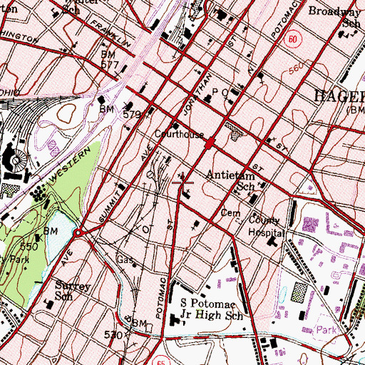 Topographic Map of Hagerstown Children's School, MD