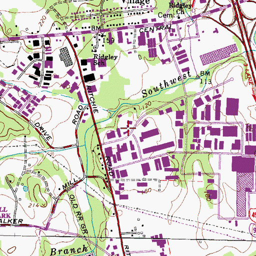 Topographic Map of Florence Bertell Academy of Prince Georges County, MD