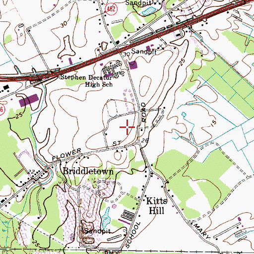 Topographic Map of Stephen Decatur Middle School, MD