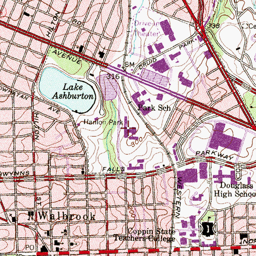Topographic Map of Youth Education Academy at Woodbourne, MD