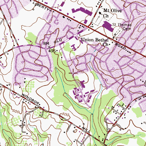 Topographic Map of The Kids Place at Northwest Hospital Center, MD