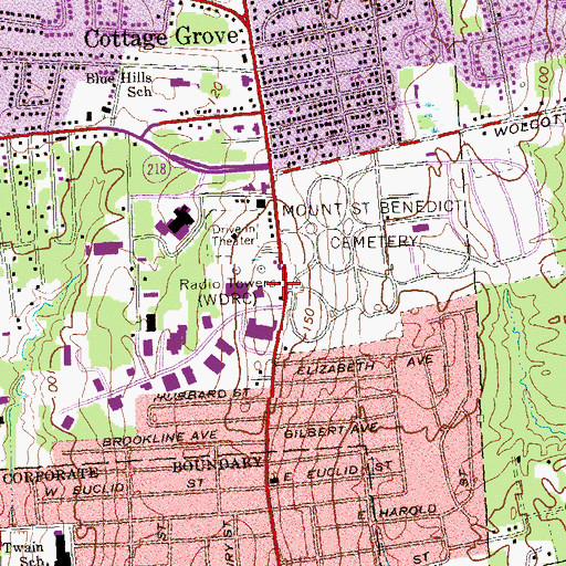 Topographic Map of WDRC-AM (Hartford), CT