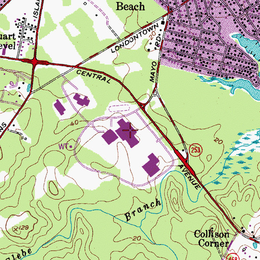 Topographic Map of Anne Arundel Evening High School - South River Campus, MD