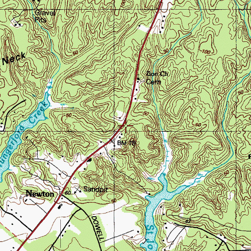 Topographic Map of Dowell Elementary School, MD