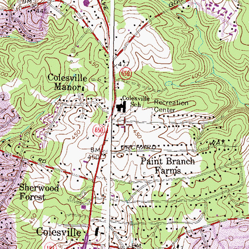 Topographic Map of Thornton Friends Middle School, MD