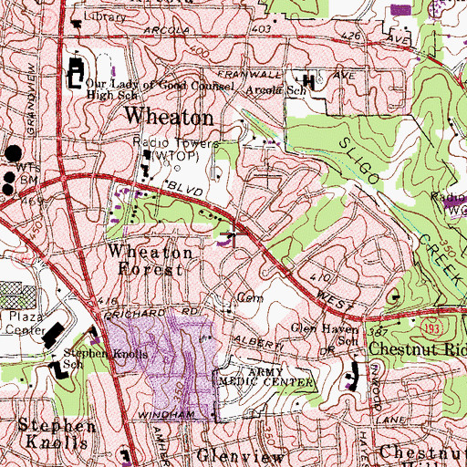 Topographic Map of Hebrew Day Intermediate School, MD