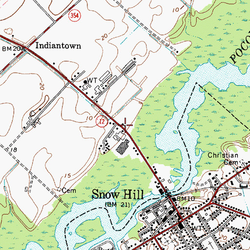 Topographic Map of Snow Hill Christian Nursery School, MD