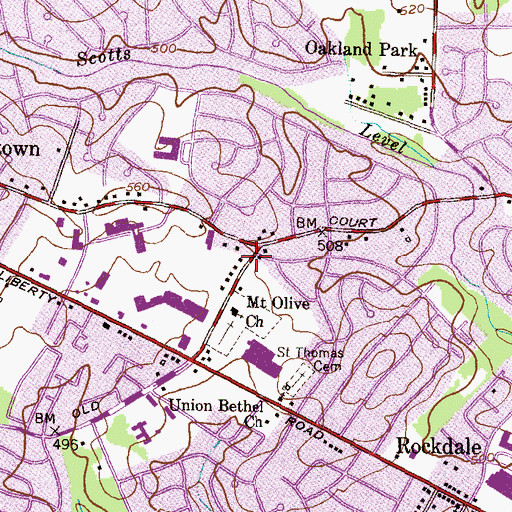 Topographic Map of Mount Olive Preschool and Kindergarten, MD