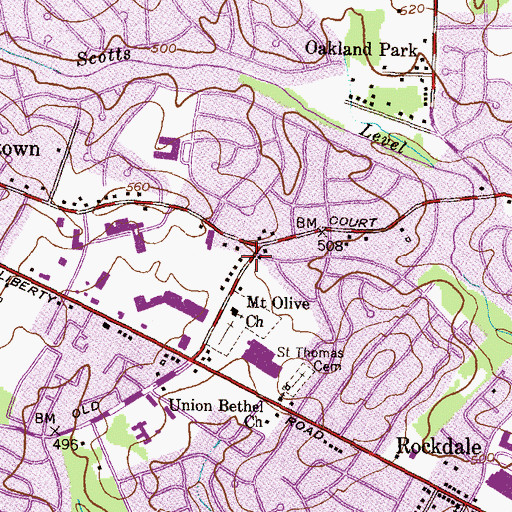 Topographic Map of Mount Olive Preschool and Kindergarten, MD