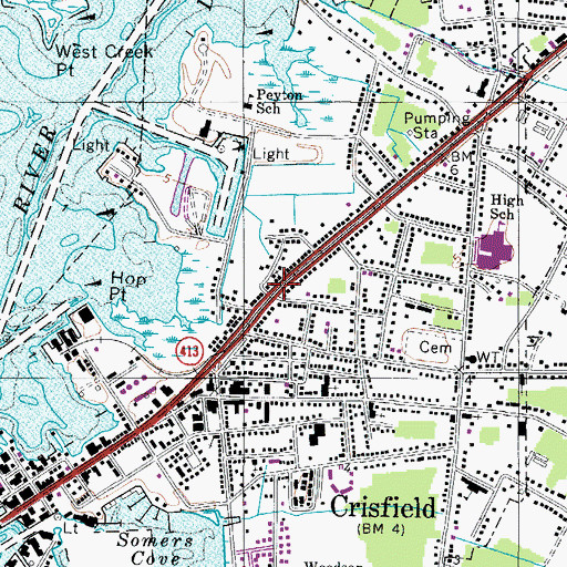 Topographic Map of Crisfield Christian Academy, MD