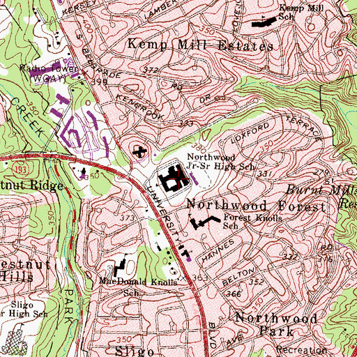Topographic Map of Community School of Maryland - Northwood, MD