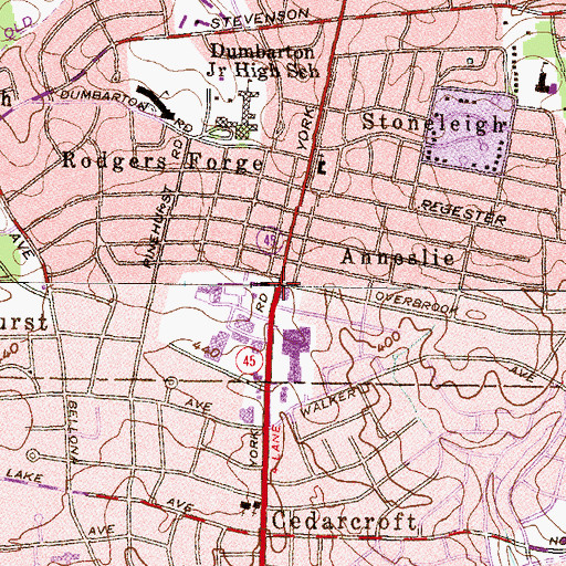 Topographic Map of Saint Pius X Elementary School, MD
