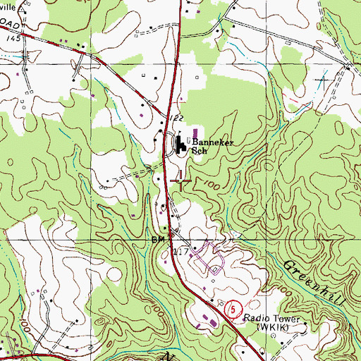 Topographic Map of Saint Mary's County Evening High School, MD