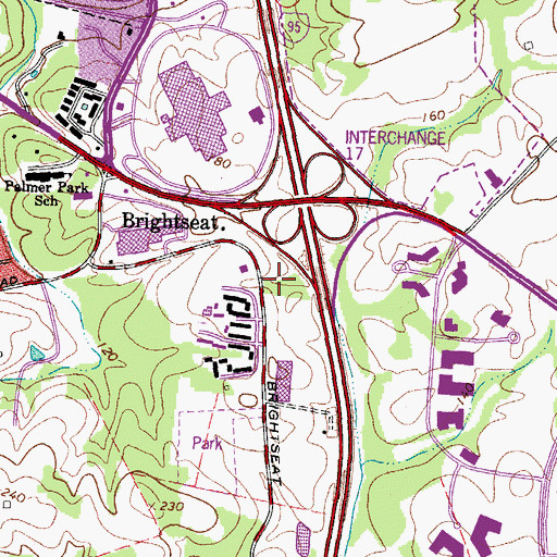 Topographic Map of The Foundation School of Prince Georges County, MD
