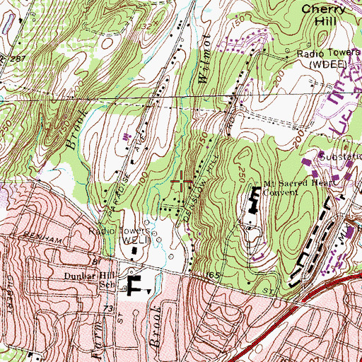 Topographic Map of WELI-AM (New Haven), CT