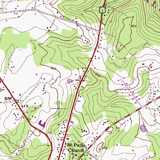 Topographic Map of Open Bible Christian Academy, MD